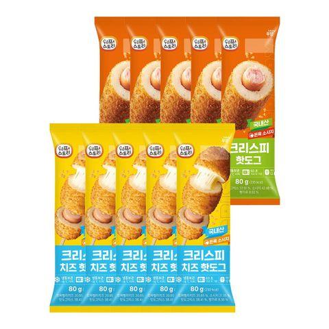 [삼성5%할인][LIVE] 쉐프스토리 크리스피 핫도그 5봉+ 치즈 5봉 핫도그